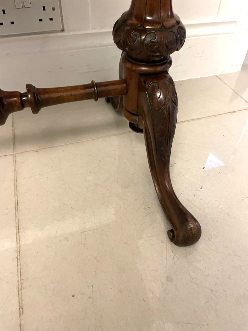 Antique Victorian Quality Burr Walnut Freestanding Sewing/Lamp Table - Image 16